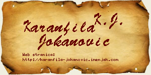 Karanfila Jokanović vizit kartica